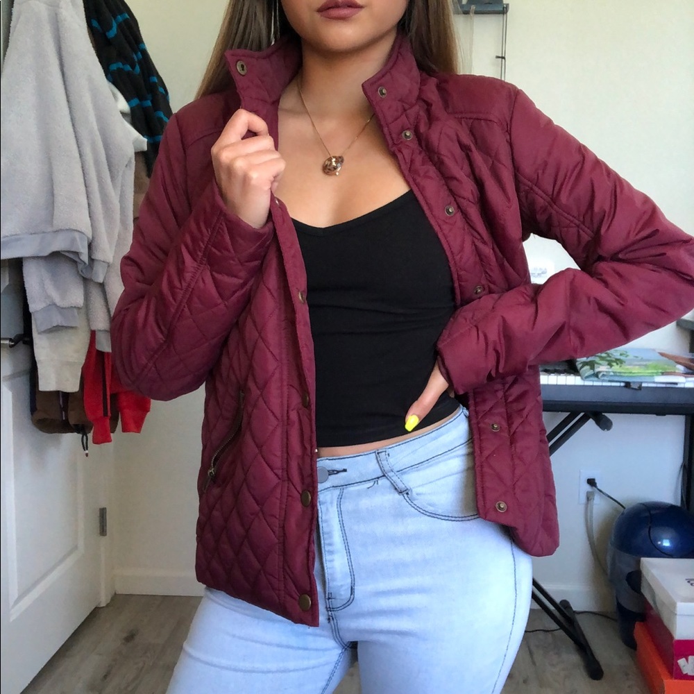 Burgundy Puffer Jacket